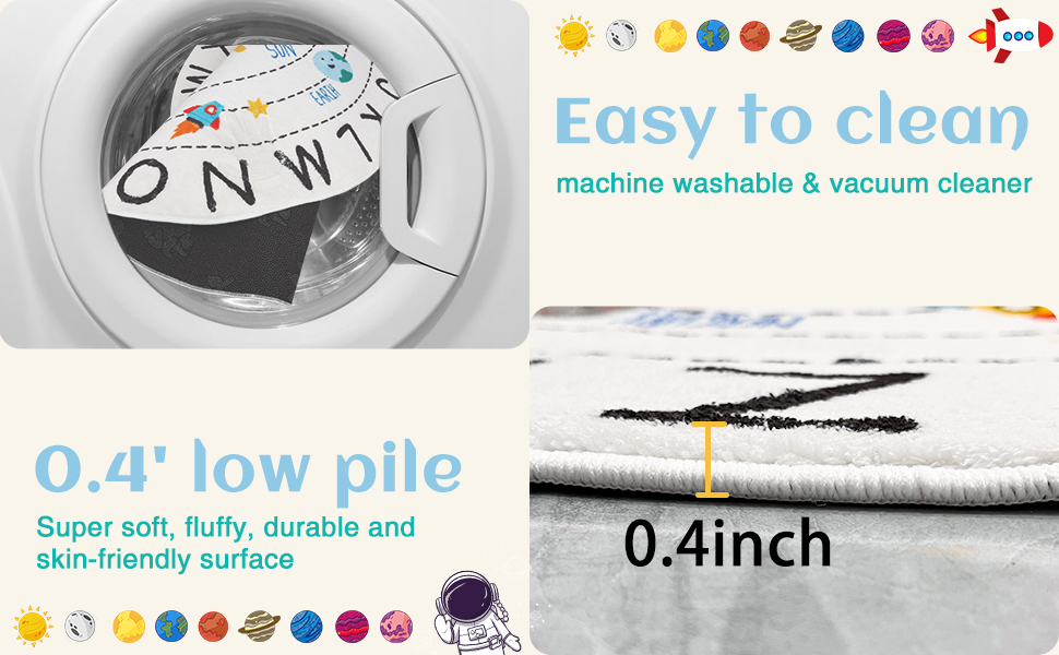 Kids Rug 120cm Soft Alphabet Nursery Rug Washable NonSlip Solar System