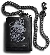 Amazon.com: skneephate Men's Wallet With Chain Skull Trifold