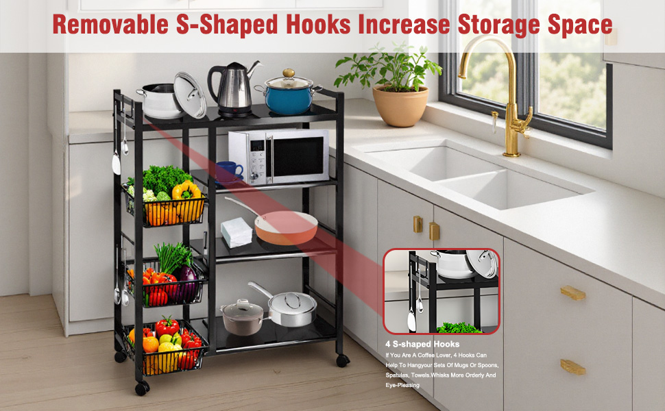 4 Tiers Freestanding Kitchen Storage Rack