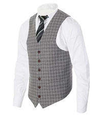 Gioberti Men's 6 Button Slim Fit Formal Herringbone Tweed Vest