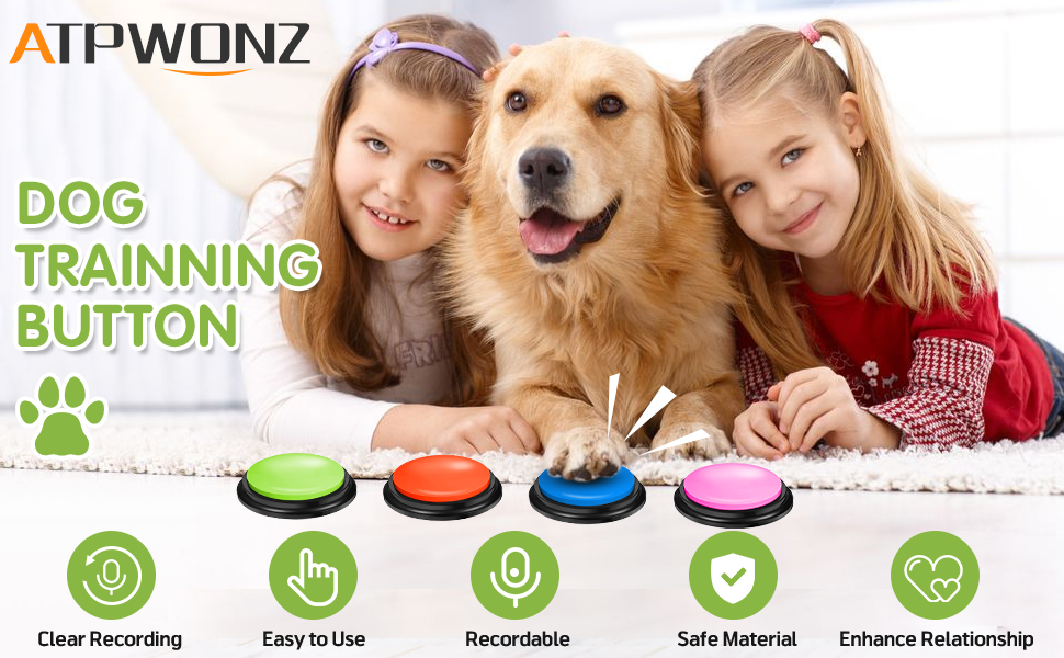 ATPWONZ 4PCS Dog Buttons Talk Training,Dog Training Button,Dog Buttons
