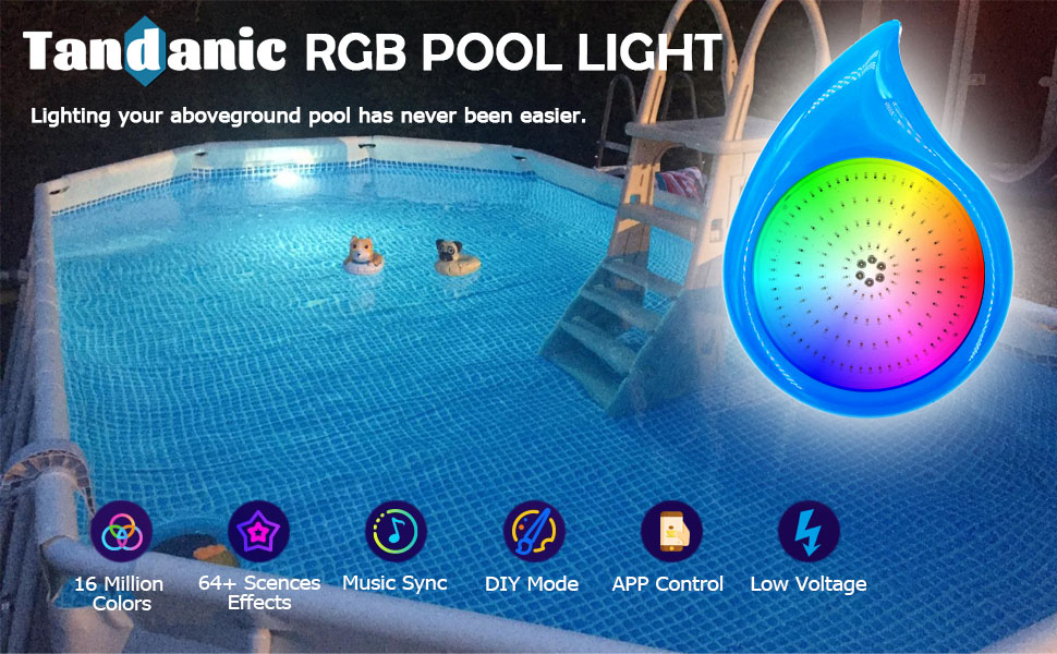Tandanic Pool Lights for Above Ground Pools, Color Changing