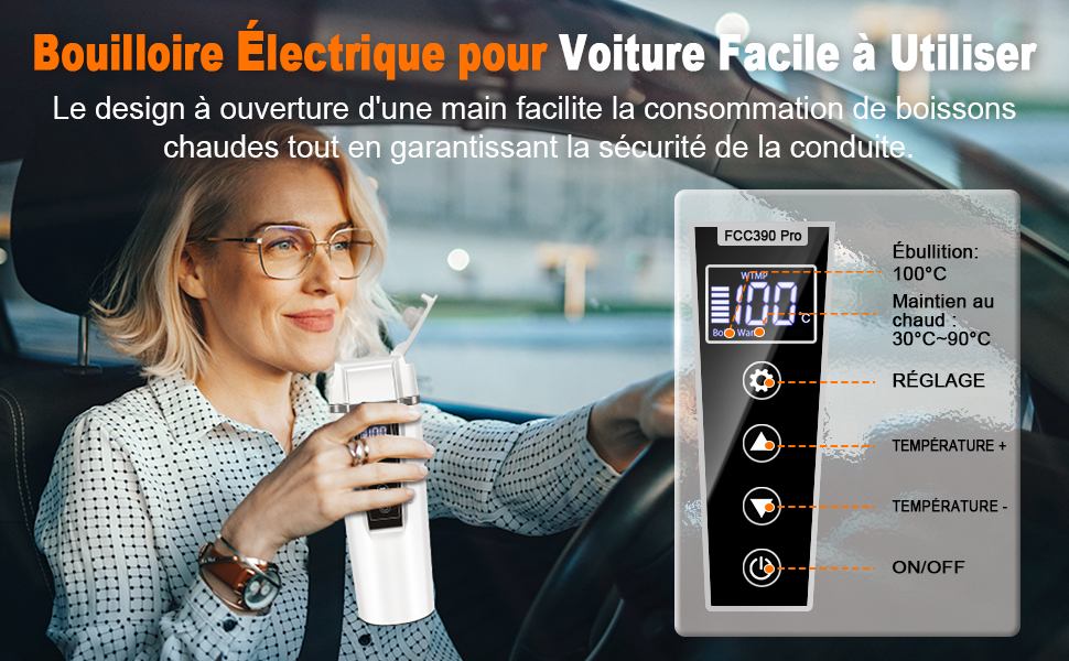 avec affichage numérique de contrôle de la température. Dispose d'une conception de fonctionnement d'une seule main et d'un écran LCD affichant les réglages et les commandes de température