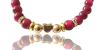 Handmade Schutzstein rotes Tigerauge gegen_bösen-blick Devileye  Perlenarmband steinfixx rot pink
