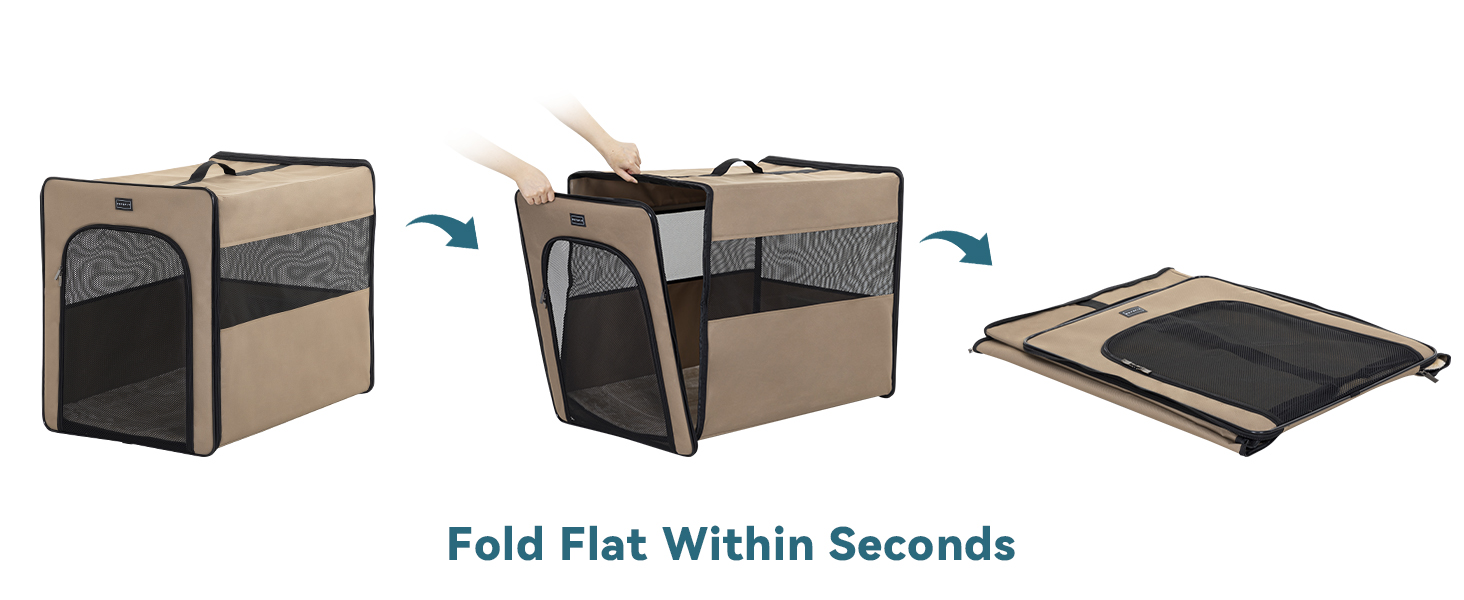 Petsfit Collapsible Dog Crate, Upgrade Zipper and