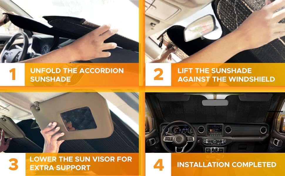 EcoNour Accordion Sun Shade for Car Car Shade Front Windshield to