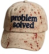 Weinexra Halloween Cap Unisex Casual Dark Blood Stain Hat Problem Solved Bloody Cap Tiunport Embr...