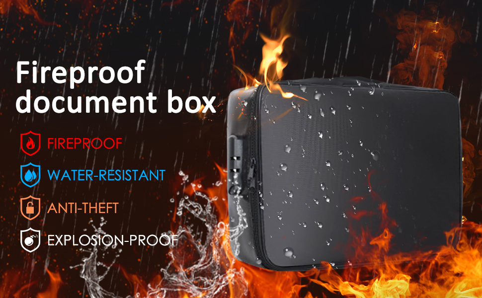 Fireproof Document Box, 3 Layer Document Safe Bag, Fireproof Safety