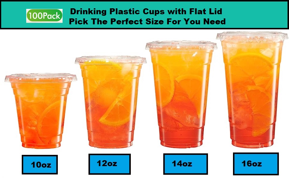 Vsell24™ 50PC Disposable Drinking Plastic Cup 12oz For Smoothie Coffee Water Juice Cups With