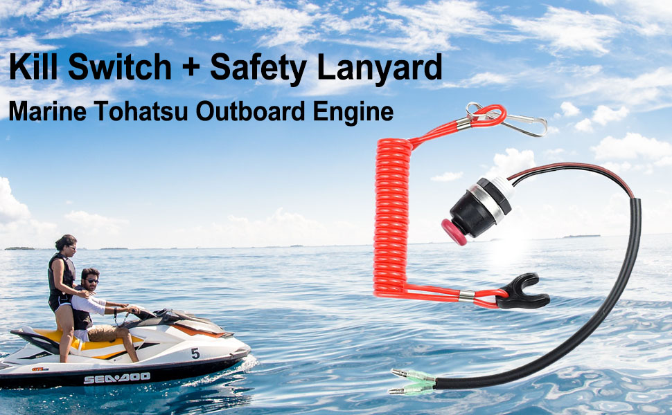 Marine Kill Switch Safety Stop Switch Lanyard for Marine