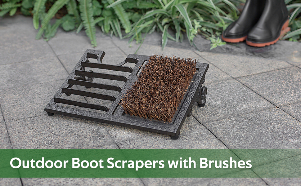 Boot Scrapers with Brushes Outdoor, Heavy Duty Boot Scrubber for Porch, Cast Iron