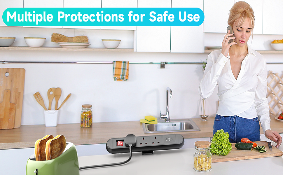 Desk Power Socket Extension Lead USBC PD 20W, Airmom Desktop Power