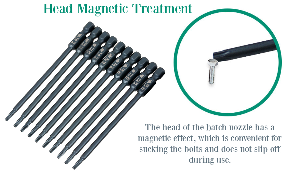 10Pcs 100mm Long T10 Torx Screwdriver Bits Set S2 Alloy Steel 1/4" Hex