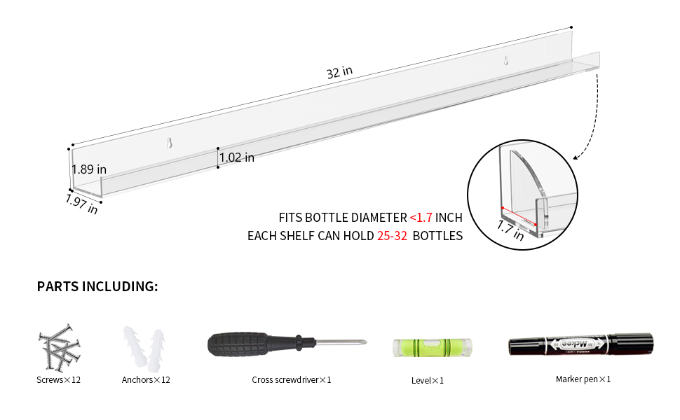 Sezanrpt Nail Polish Rack Shelf for Wall, Clear Nail Polish