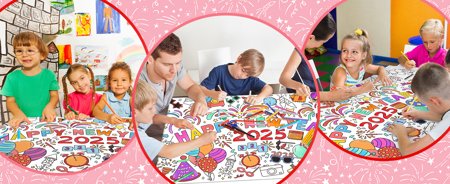 new year coloring tablecloths