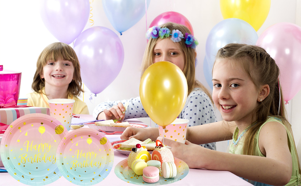 Pastel Party Decorations, Birthday Plates and Napkins