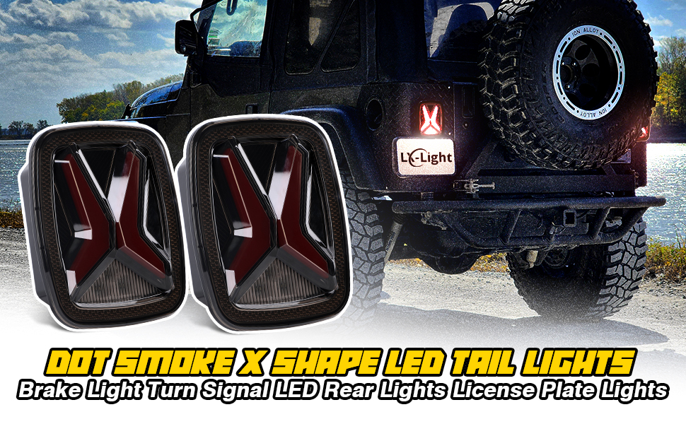 LXLIGHT DOT Smoke X Shape LED Tail Lights Brake Light Turn Signal LED
