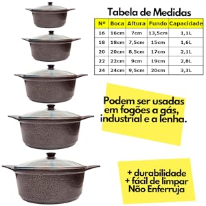 Jogo Caçarola Esmaltada Preta