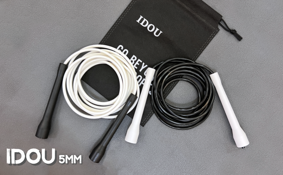 IDOU Black 5mm PVC Jump Ropes for Fitness Indoor