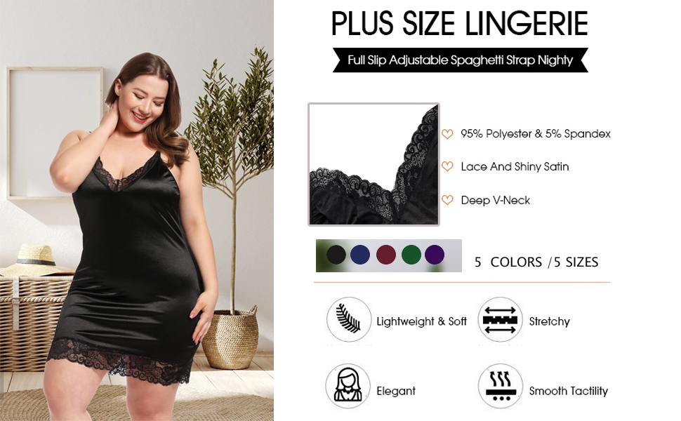 Plus size satin chemise nightgown