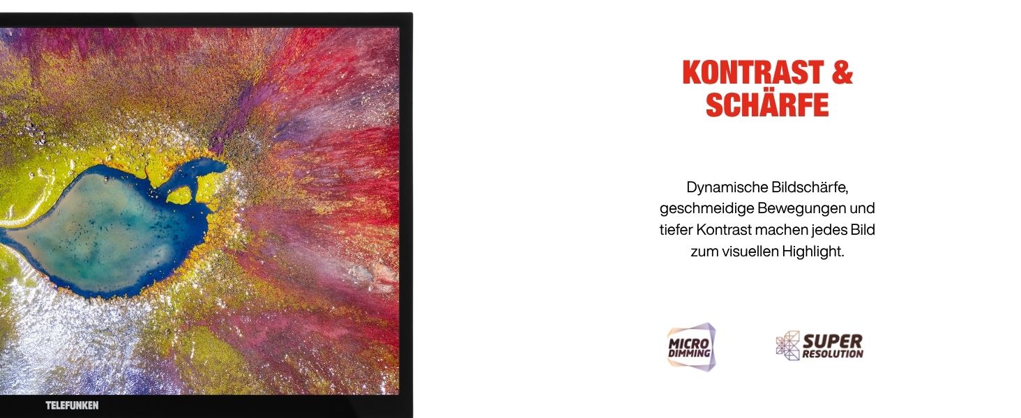 Der Titel lautet „KONTRAST & SCHLÄGE“. Abstraktes Kunstwerk oder Design mit roten, gelben und blauen Farben in einem strukturierten Muster.