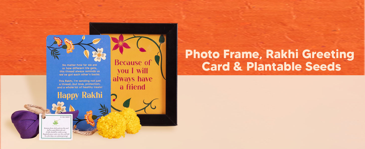 Rakhi Greeting Card, Plantable Seeds and Photo Frame