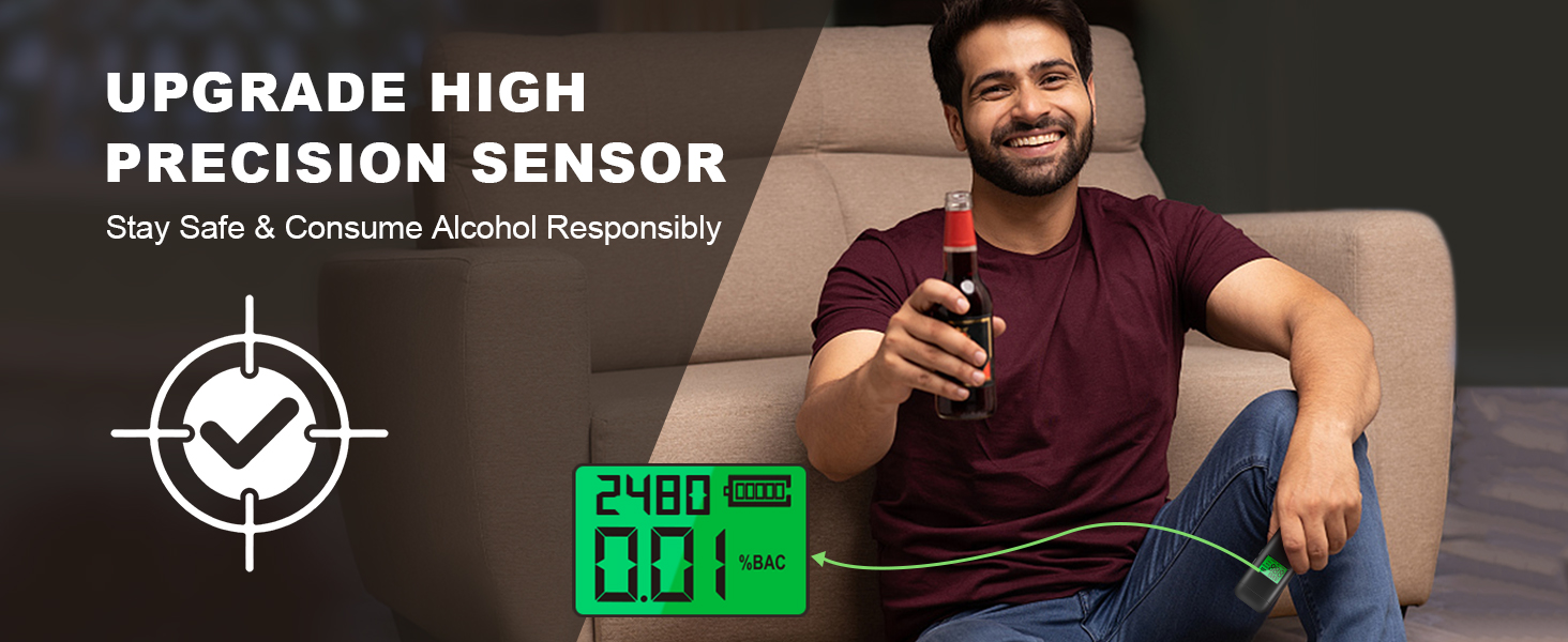 ProfessionalGrade Accuracy Breathalyzer, 1200 mAh Rechargeable Portable