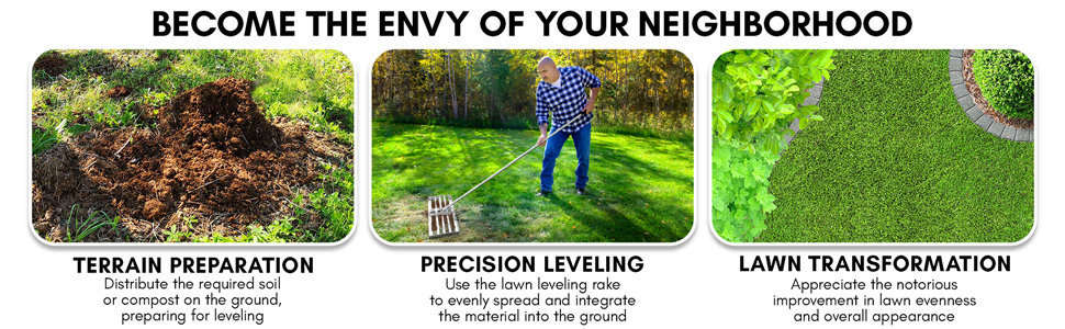 lawn leveling rake levelawn tool leveler dirt ground yard heavy duty stainless steel gardening