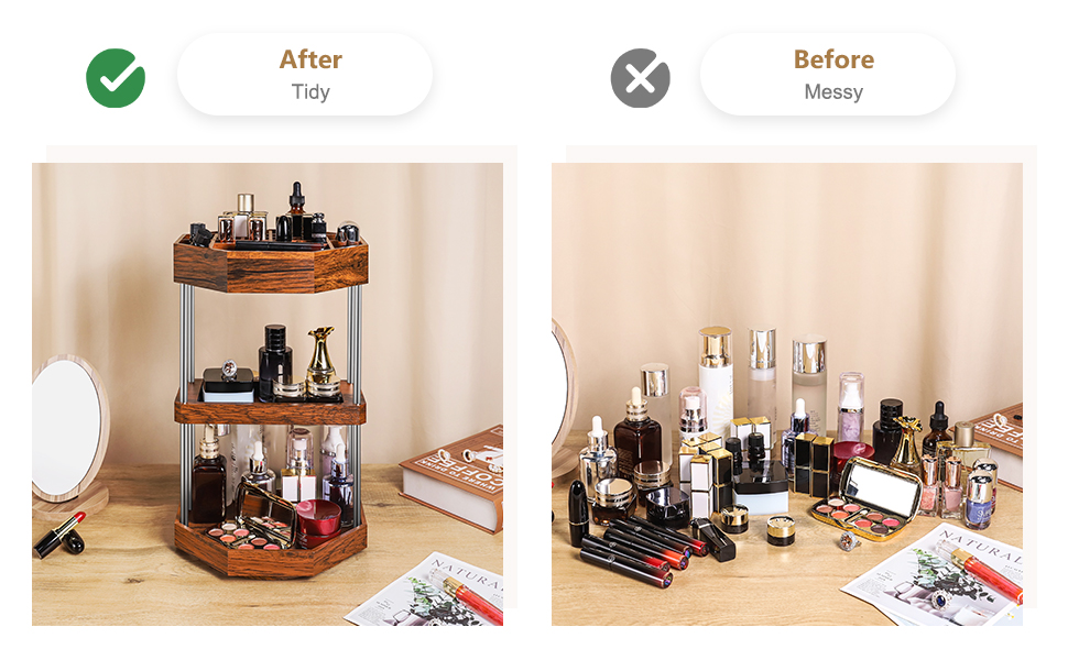 Wood Makeup Organizer 360° Rotating