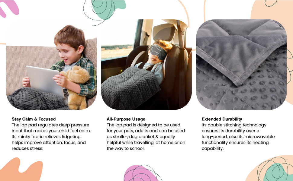 Weighted Lap Pad for Kids, 5 lbs Includes Eye Mask Weighted Blanket for Kids