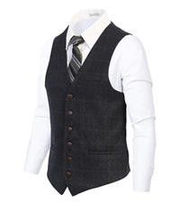 Gioberti Men's 6 Button Slim Fit Formal Herringbone Tweed Vest