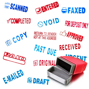 Self Inking Office Stamp Set for Approved Paid Completed Copy Faxed Scanned