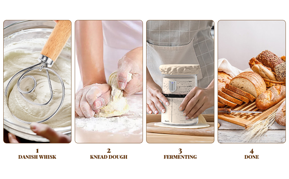 Wikay Sourdough Starter Jar, 1000ml Sourdough Starter Kit with Date