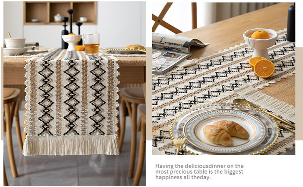 Farmhouse Table Runner, Rustic Table Runners Linen Boho Table Runners 72 Inches Long