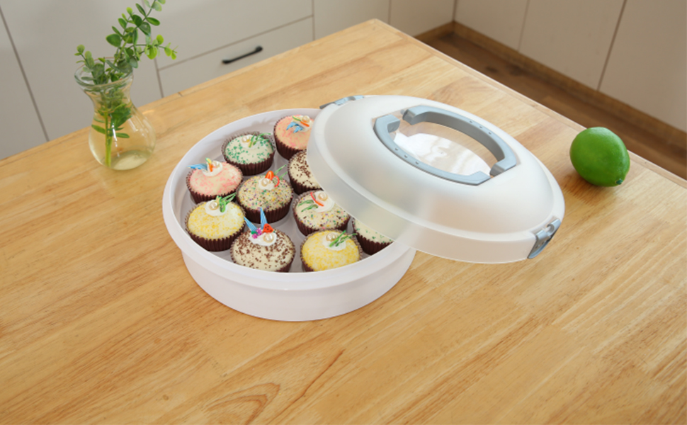 FEOOWV 10 Inch Portable Pie Carrier with Lid and Tray 3In