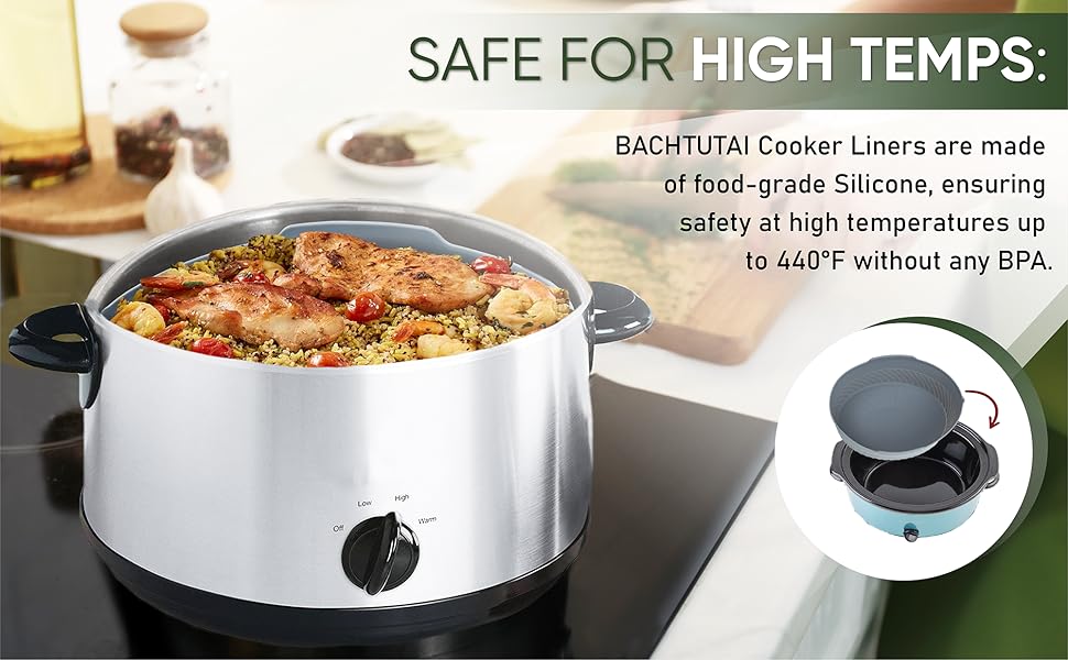 Silicone Slow Cooker Liners For 5QT 6QT 7QT(small) Oval