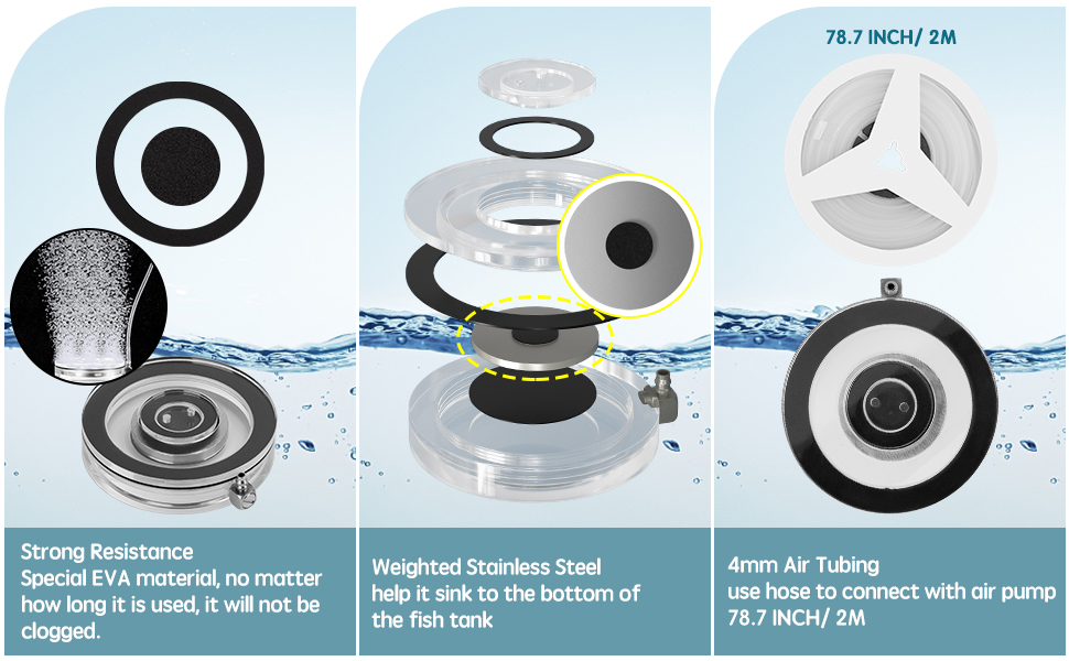 hygger Aquarium Air Stone, Aquarium Bubbles Air Stone, 60MM Fish Tank