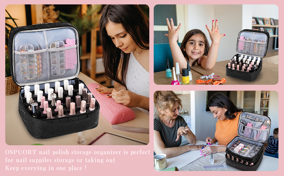 OSPUORT Portable Nail Polish Carrying Case, Holds 30