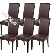 SearchI Waterproof PU Leather Dining Chair Covers Set of 6, Stretch Oilproof Parsons Chair Slipco...
