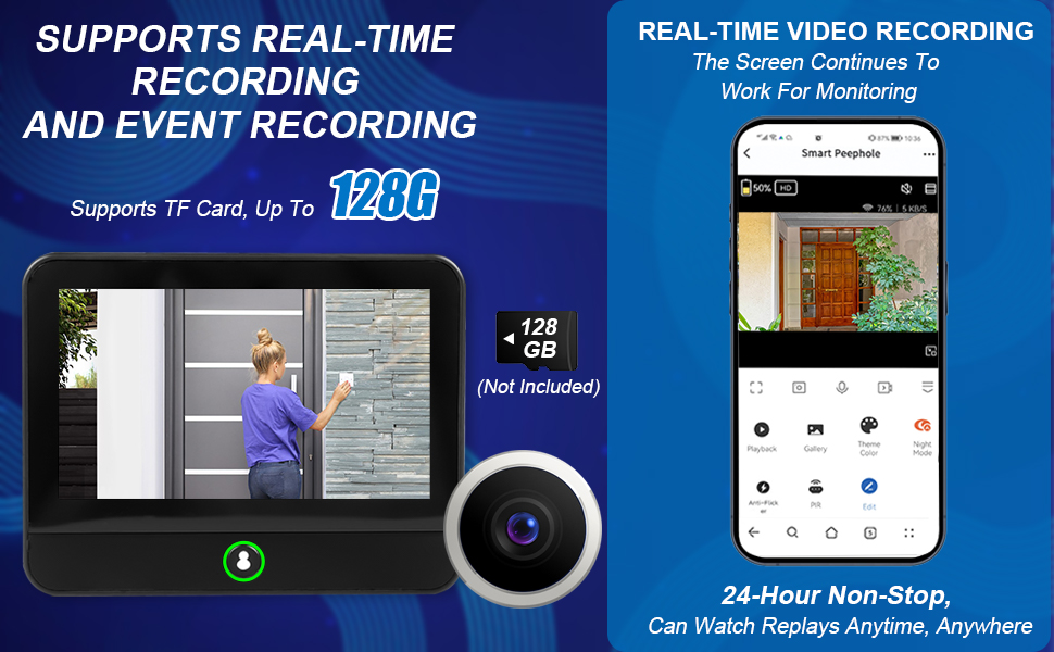 Irosiy 1080P Digital Door Viewer, Wide Angle Peephole Camera, App