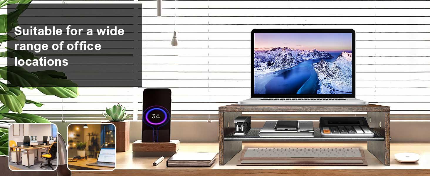 BESHIGH Monitor Shelf Riser Stand with Storage for Desk