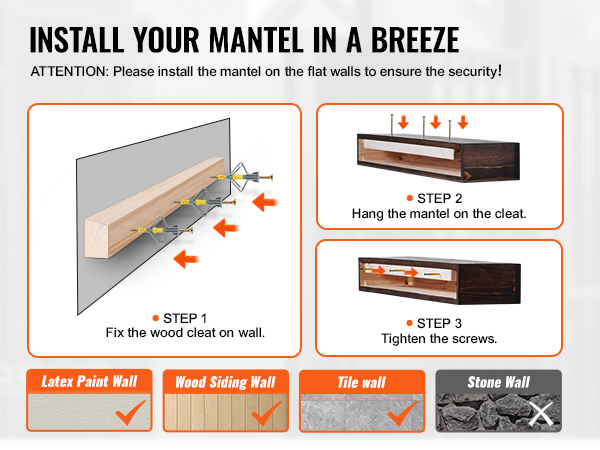 [arvale]Mantel A° Classic（50cm） Reviews for Barton 48 in. W Floating Vintage Wood Fireplace