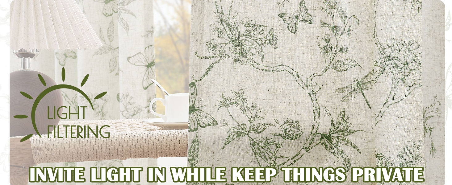 green floral curtians