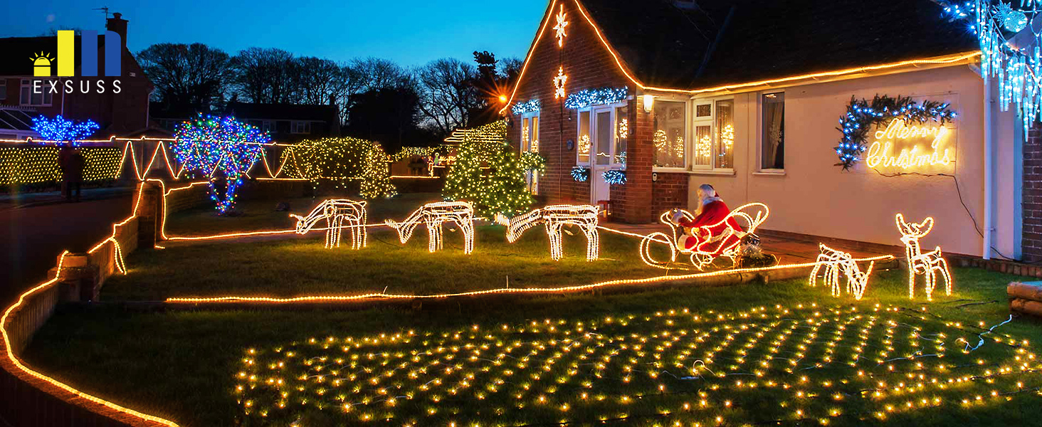 JMEXSUSS 360 LED Christmas Net Lights, Warm White Net Lights 12ft x 5ft