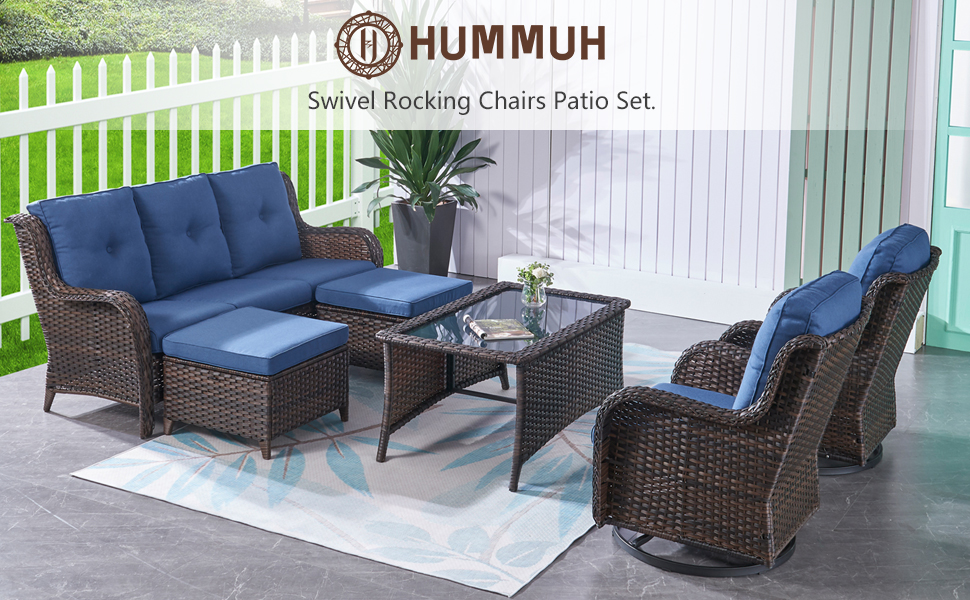 HUMMUH Patio Furniture 6 Pieces Outdoor Furniture Set