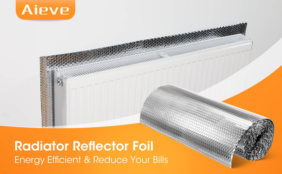 Aieve Radiator Reflective Foil, Radiator Insulation Foil Reflector Thick Heat Reflective Bubble