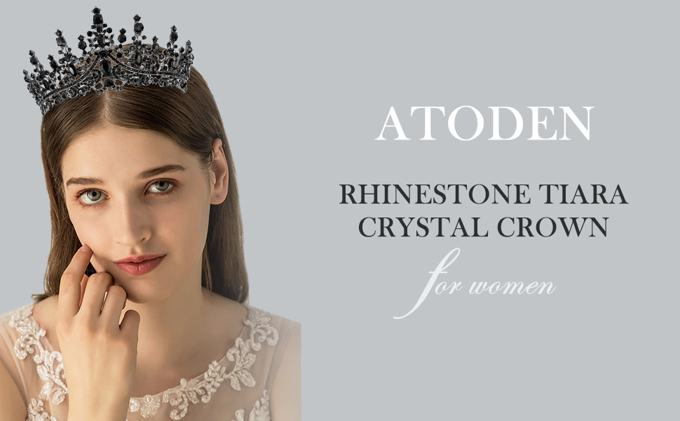 ATODEN Birthday Girl Sash Tiara Queen Crown Black Tiaras