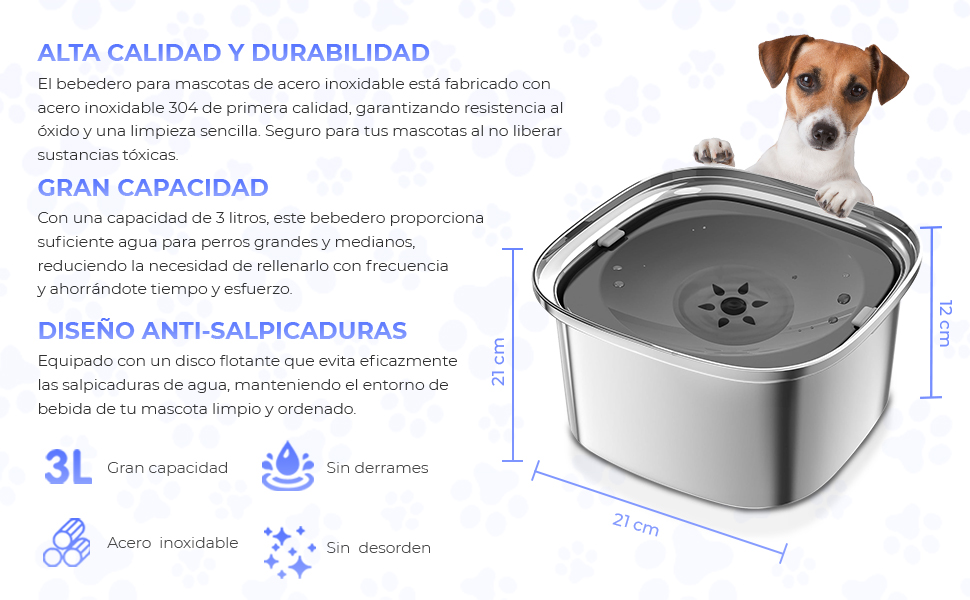 cachorros acero inoxidable antivuelco antisalpicaduras bebedor de agua para bebederos