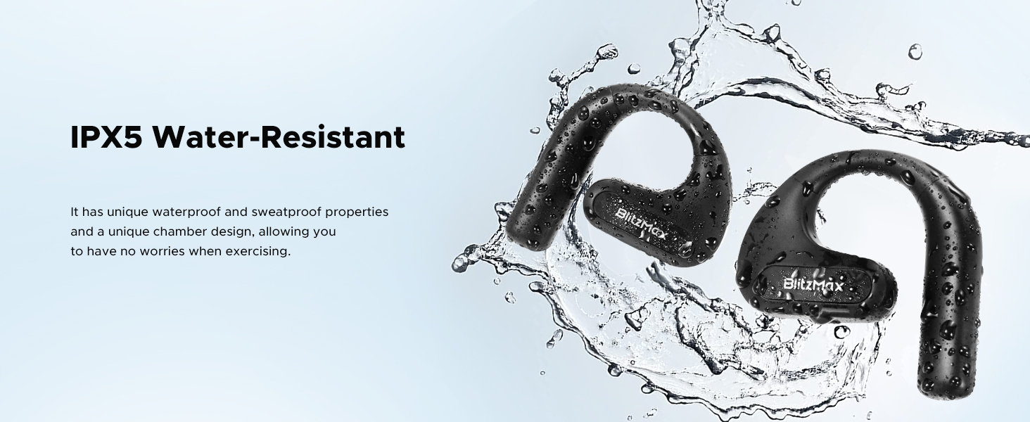 Open ear Headphones,IPX5 Water-Resistant,Wireless Bluetooth 5.3, Open-Ear Air Conduction Headphones