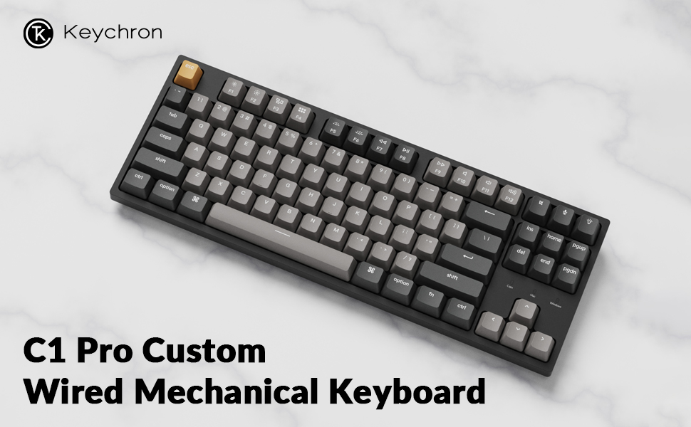 Keychron C1 Pro QMK/VIA Custom Wired Mechanical Keyboard, TKL Layout 87Keys